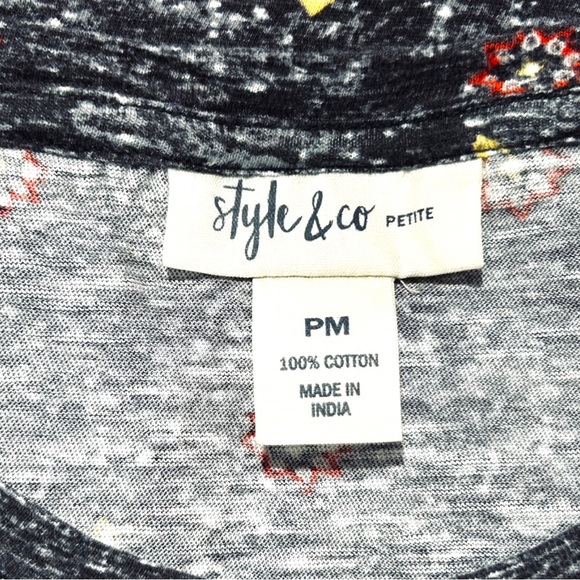 4/$20 Style & Co Petite Short Sleeve Tribal Medallion Cotton Tee - PM - Picture 5 of 5